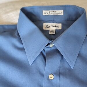 Paul Fredrick Blue Dress Shirt Professional Elegance
